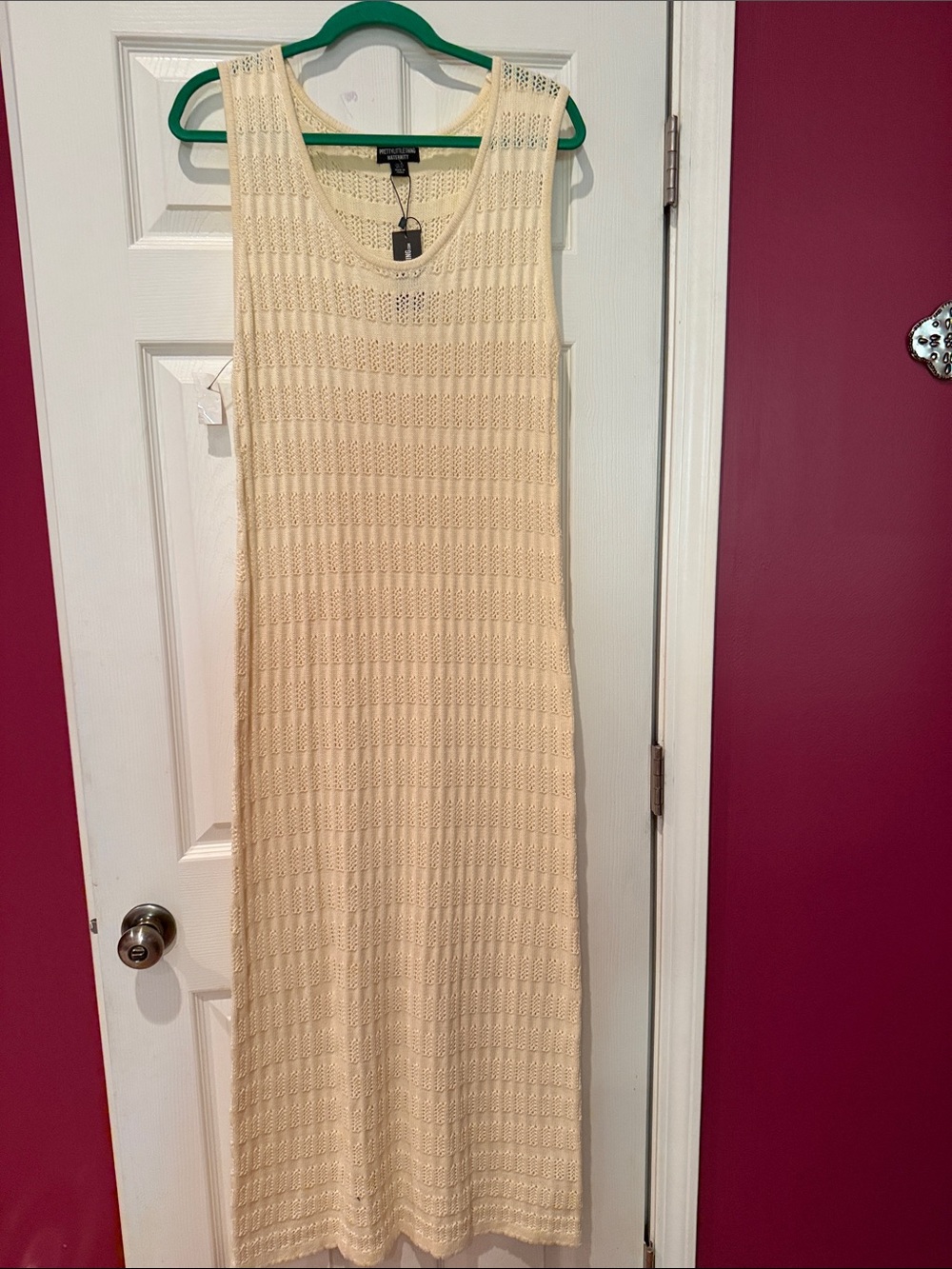 PrettyLittleThing Cream Sleeveless Knit Maxi Dress